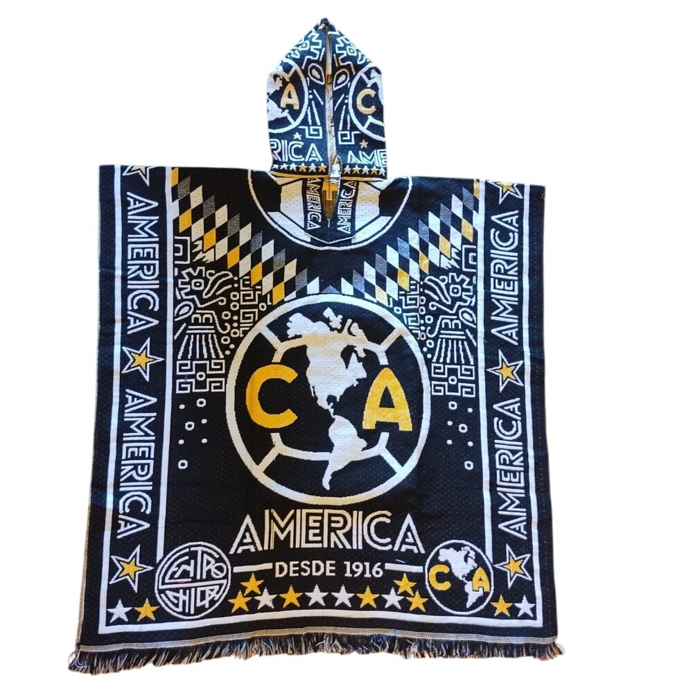 Club America Mexican Poncho - Stylish Fan Gear for Game Day | Black and Yellow
